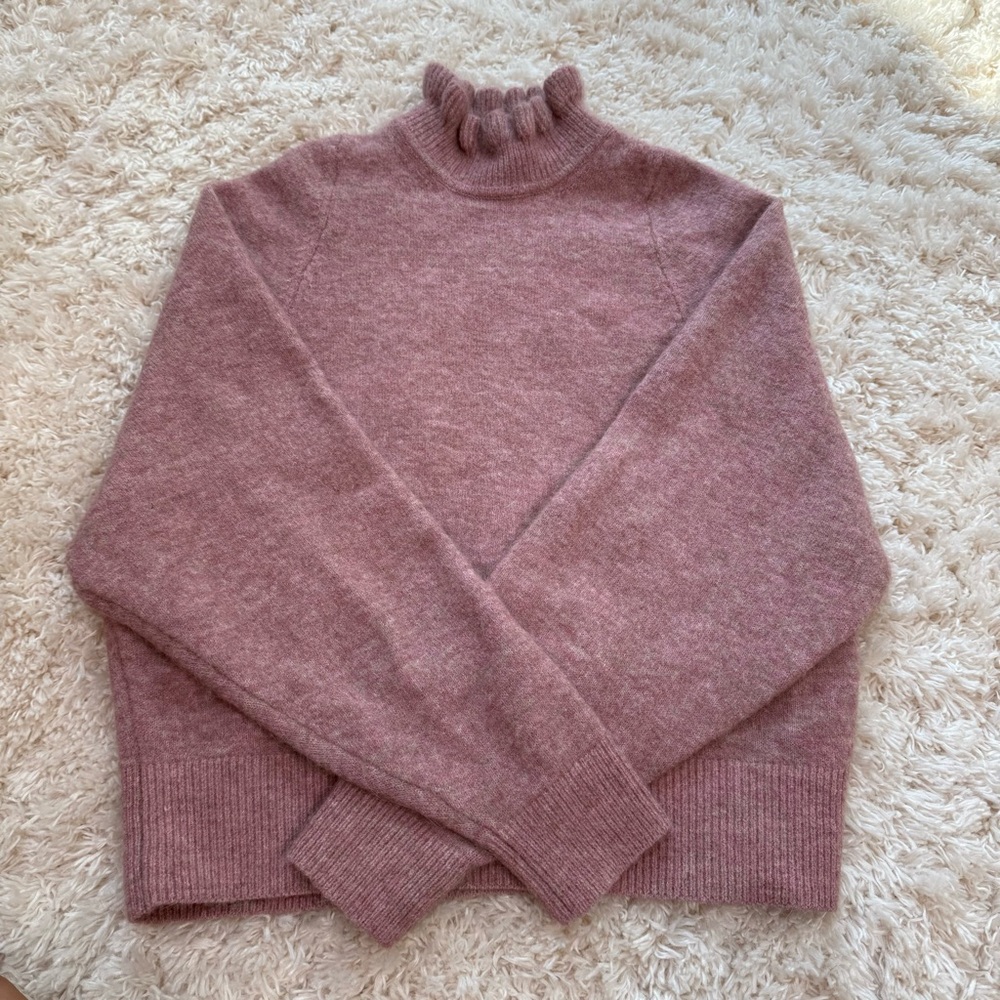 Scotch & Soda Women’s Ruffled Neck Pink Sweater